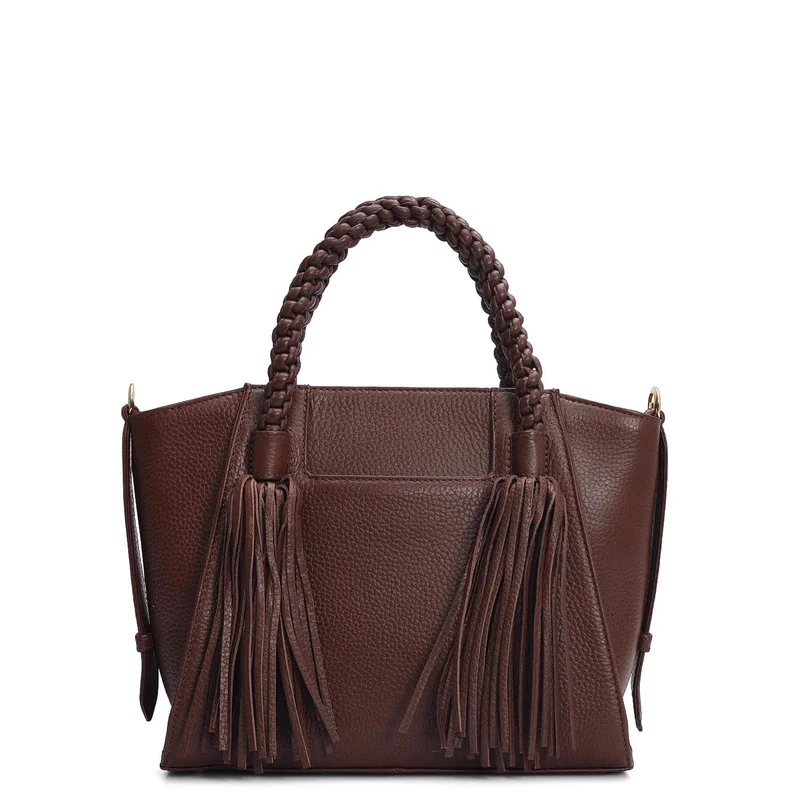 Da Milano Espresso Small Wax Leather Satchel - Espresso for Women | Best Price UAE